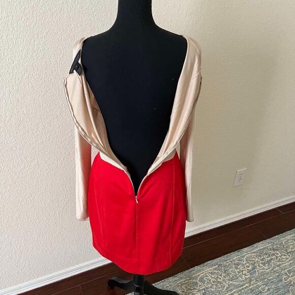 Marc by Marc Jacobs Women’s Dress Claude Silk Knit Color Block Nude Red Size S - Picture 3 of 11